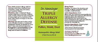 Triple Allergy Defense 60 mL Label (Triple Allergy Defense Label)